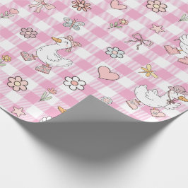 Fånig Goose Rosa Gingham Birthday Presentpapper