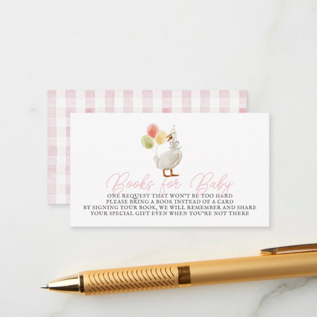 Fånig Goose Rosa Gingham Bokar för Baby Tilläggskort (Fram/Back In Situ)