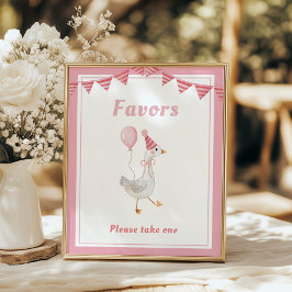 Fånig Goose Rosa Girl Birthday Favors Poster