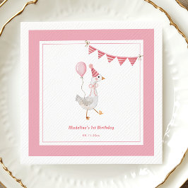 Fånig Goose Rosa Girl Födelsedagsfest Pappersservett