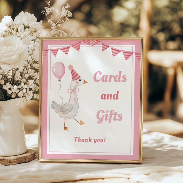 Fånig Goose Rosa Girl Girl Födelsedagskort and Gif Poster (Skapare uppladdad)