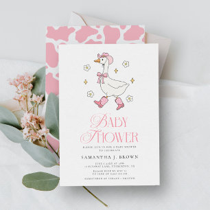 Fånig Goose Rosa Western Baby Shower Inbjudningar
