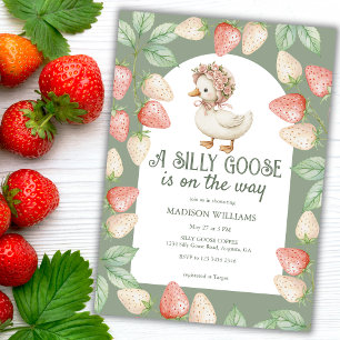 Fånig Goose Strawbär Girl Baby Shower Inbjudningar