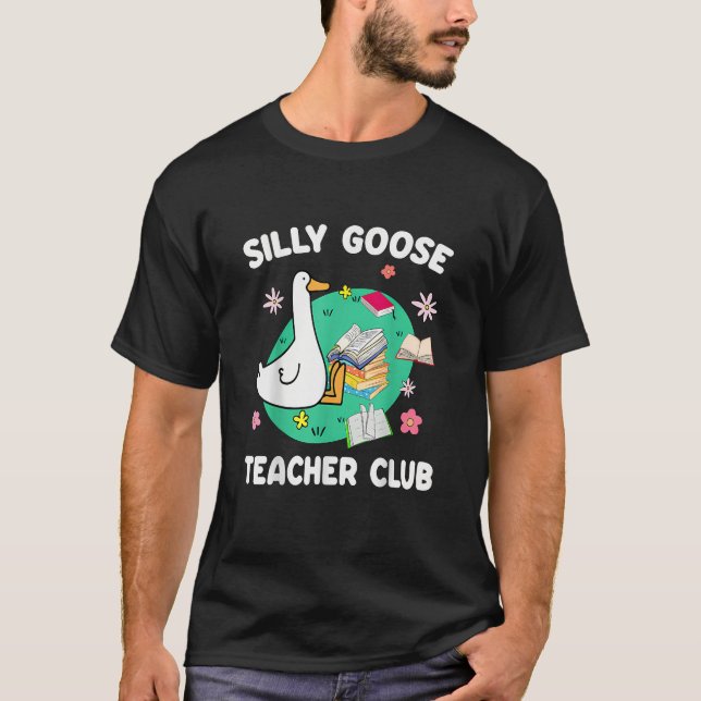 Fånig Goose Teacher Klubb Animal Lover Groovy T Shirt (Framsida)
