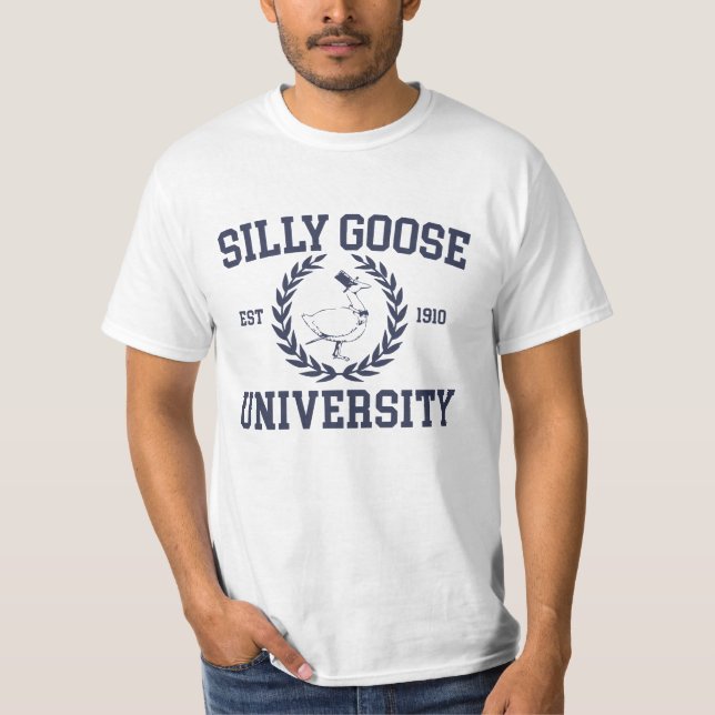 Fånig Goose Universiteten Crewnacke T-Shirt (Framsida)