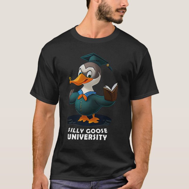 Fånig Goose Universiteten Student Funny T Shirt (Framsida)