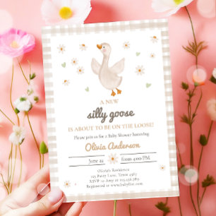 Fånig Goose Vår Farm Daisy Gingham Baby Shower Inbjudningar