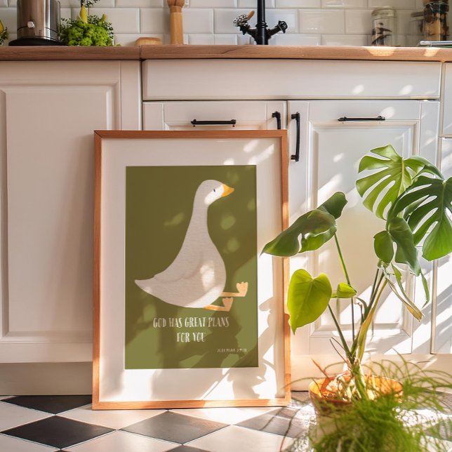 Fånig Goose Wall Art Christian Nursery Decor Poster (Silly Goose Wall Art - Christian Nursery Decor - Jeremiah 29:11 verse: “ God has good plans for you.)