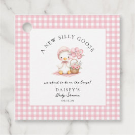 Fånig Goose Watercolor Girl Baby Shower Gåvor Etiketter