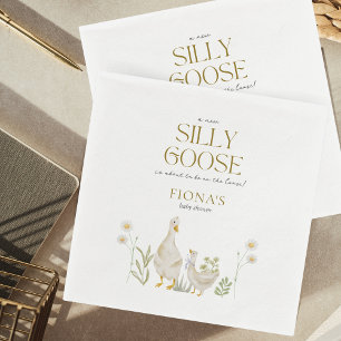 Fånig Goose Watercolor Kön Neutral Baby Shower Pappersservett