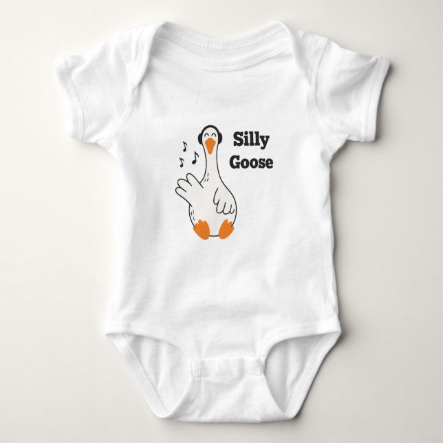 Fånig Goose Wearing Headphone - Cute Funny Goose T Shirt (Framsida)
