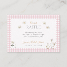 Fånig Goose Whimsical Rosa Diaper Raffle Shower Tilläggskort