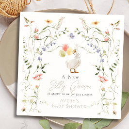 Fånig Goose Wildblommes Blommigt Baby Shower Pappersservett