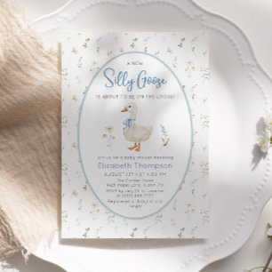 Fånig Goose Wildblommes Blommigt Boy Shower Inbjudningar