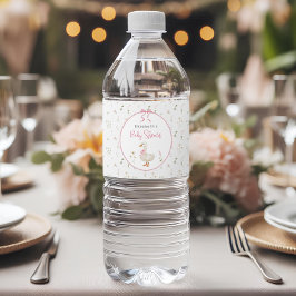 Fånig Goose Wildblommes Rosa Bow Baby Shower Vattenflaskor Etikett