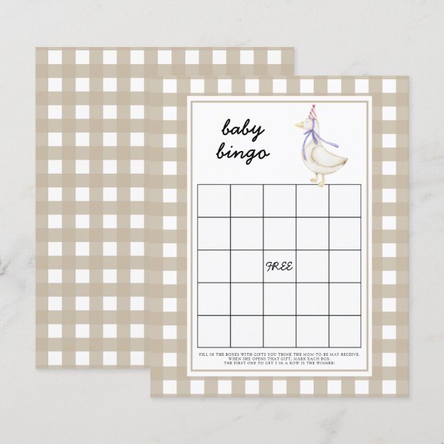 Fånig gosse - Babyduschbingo-spel (Fram/baksida)