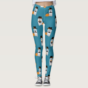 Fånig Halloween Ghost vill ha ditt godis mönster Leggings