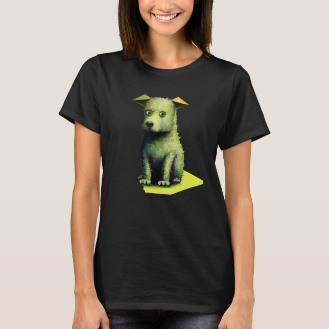 Fånig hund-grafik, söt marionettdockad valp, portr t shirt (Framsida)