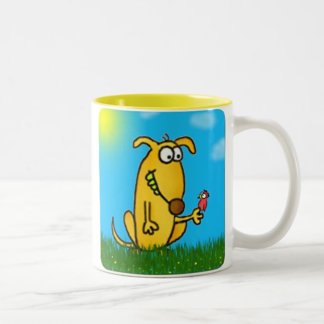 Fånig hundmugg Två-Tonad mugg (Höger)