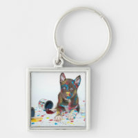 Fånig Husky Puppy har in i Paint Bucket