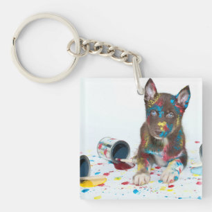 Fånig Husky Puppy har in i Paint Bucks