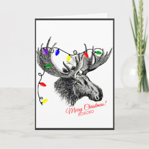 Fånig Jul Moose med Helgdag Ljus Helgkort