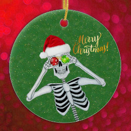 Fånig Jul Skeleton Hat Ornaments Grönt Julgransprydnad Keramik