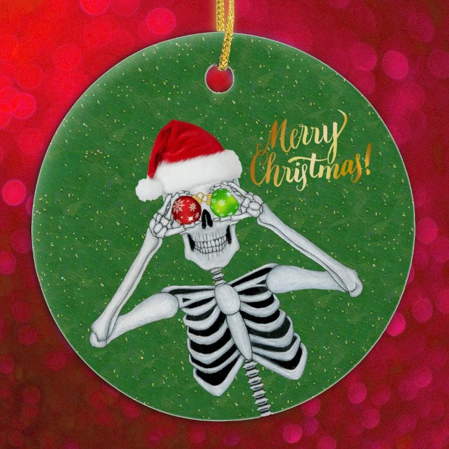 Fånig Jul Skeleton Hat Ornaments Grönt Julgransprydnad Keramik (Skapare uppladdad)