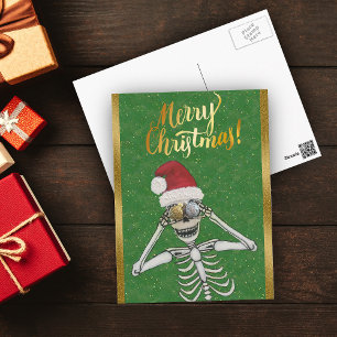 Fånig Jul Skeleton Jul Ornament Ögon Vykort