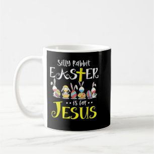 Fånig Kanin Påsk är till för Jesus Bunny Ansikte M Kaffemugg