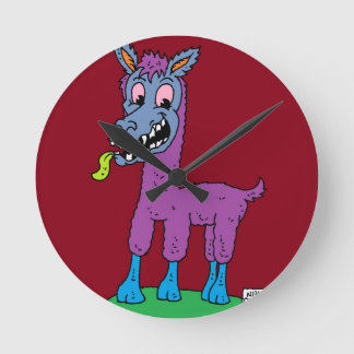 Fånig Lama Monster Rund Klocka