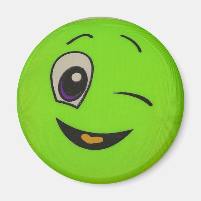Fånig Lime Green Ansikte Magnet (Framsidan)
