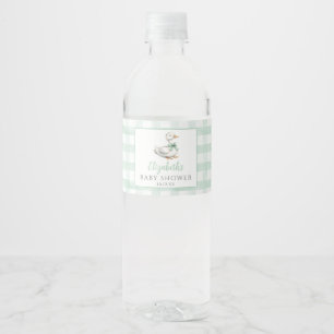 Fånig Little Goose Gingham Baby Shower Vattenflaskor Etikett