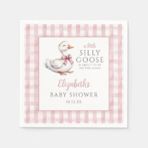 Fånig Little Goose Rosa Gingham Baby Shower