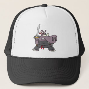 fånig lustig ninja hippo-tecknad truckerkeps