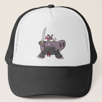 fånig lustig ninja hippo-tecknad truckerkeps