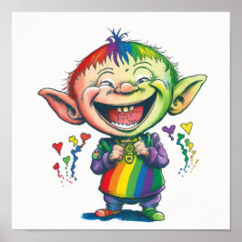 Fånig Lycklig Rainbow Elf Imp Poster