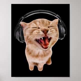 Fånig med hörlurar poster