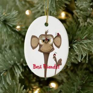 Fånig Monkey och Ladybugs Julgransprydnad Keramik