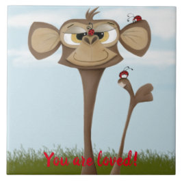 Fånig Monkey och Ladybugs Kakelplatta
