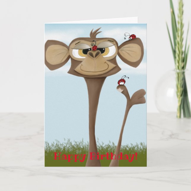 Fånig Monkey och Ladybugs Kort (Framsida)