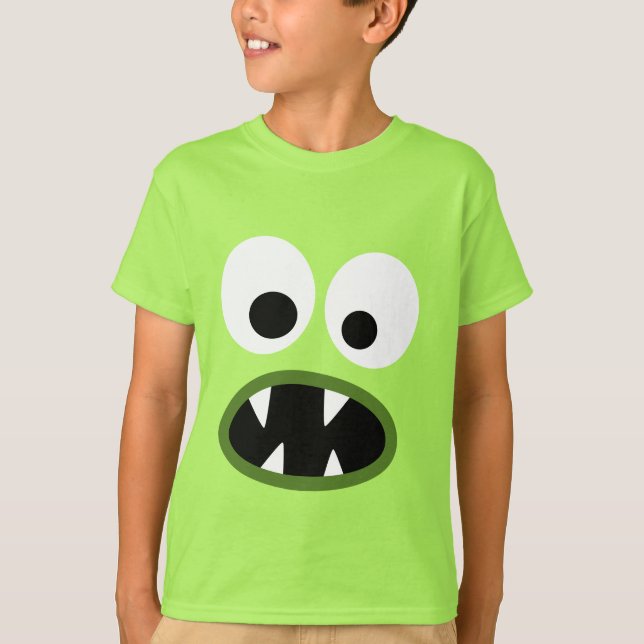 Fånig Monster Ansikte för Halloween Tee (Framsida)