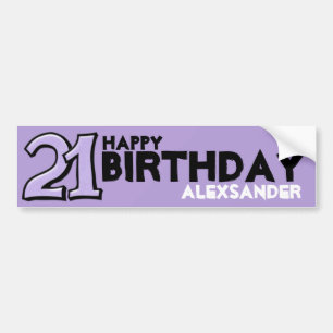 Fånig nummer 21 lavender Birthday Long Sticker Bildekal