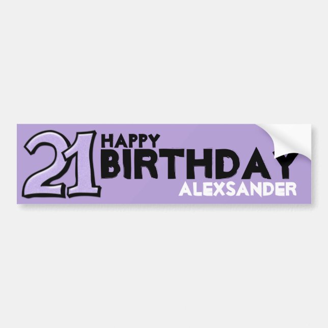 Fånig nummer 21 lavender Birthday Long Sticker Bildekal (Framsidan)