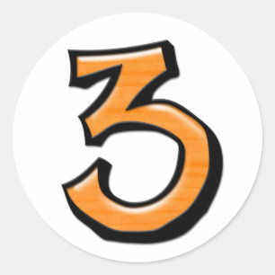 Fånig nummer 3 orange vit fästpunkt runt klistermärke