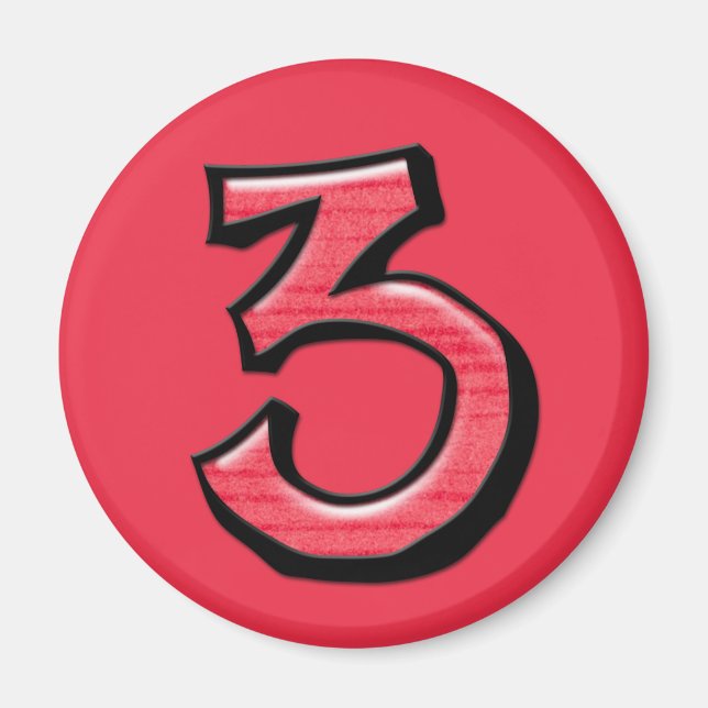 Fånig nummer 3 röd magnet (Framsidan)