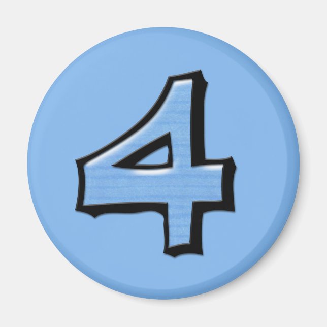 Fånig nummer 4, blå runda magnet (Framsidan)