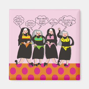 Fånig Nuns i Bikinis Magnet