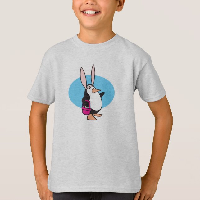 fånig påskhare penguin tee shirt (Framsida)