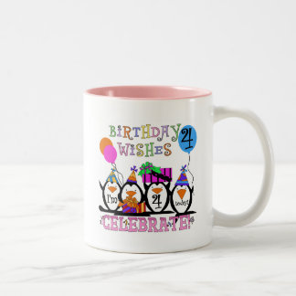 Fånig Penguins 4e födelsedagen T-shirts och presen Två-Tonad Mugg